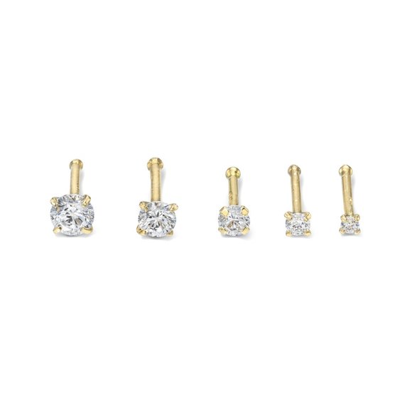 LAB Grown Diamond 2.00mm 14K solid Gold Nose Stud, Bone Ball End Nose Stud 20GA - Picture 3 of 7